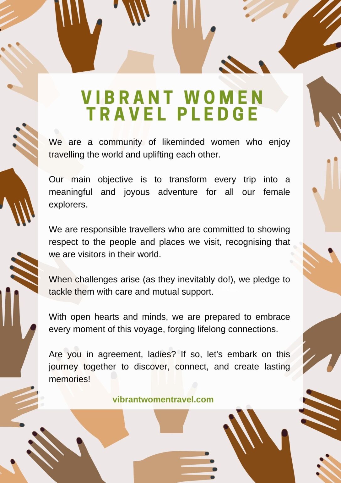 Tourism Pledge Vibrant Women Travel Pledge - Vibrant Women Travel